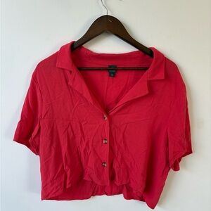 Wild Fable Vibrant Red Button-Up Crop Top